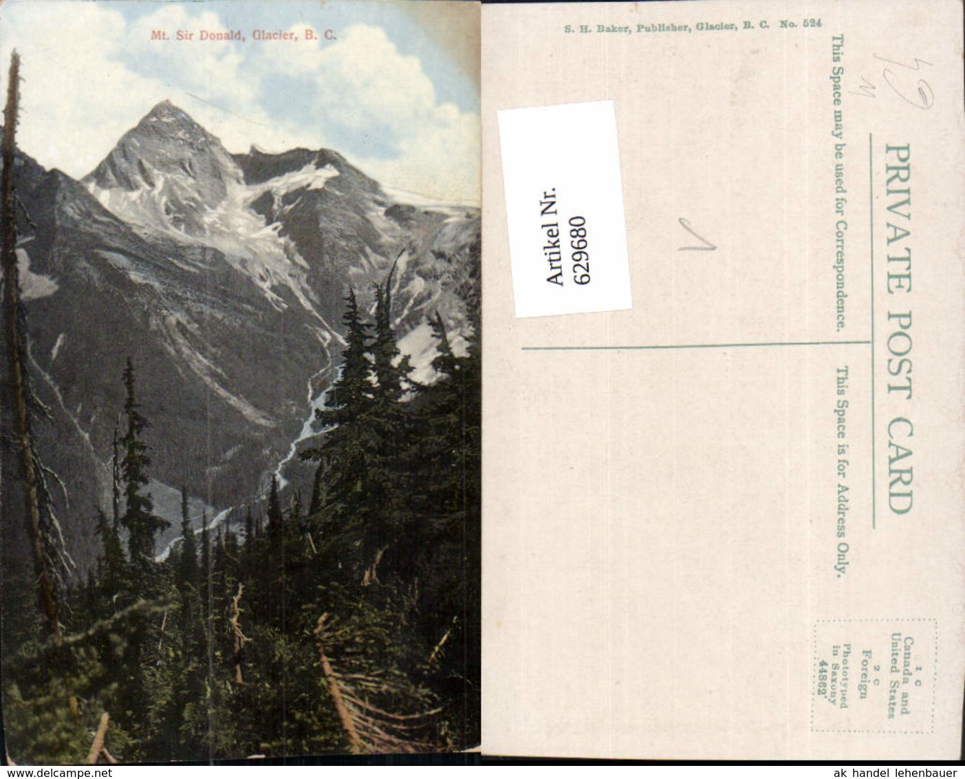 629680,Mount Sir Donald Glacier British Columbia Canada - Non Classificati