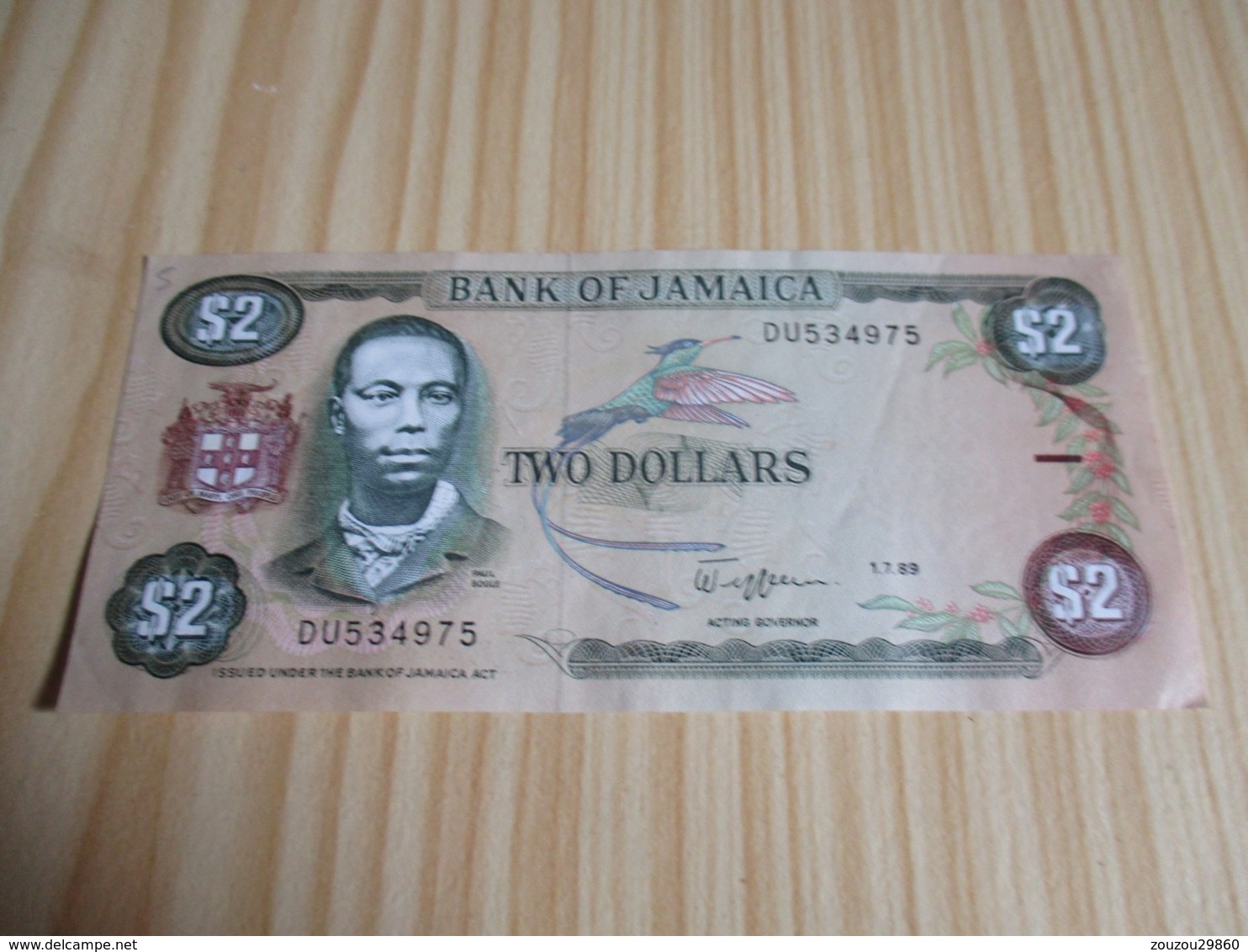 Jamaïque.Billet 2 Dollars Bogle. 01/07/1989 - Jamaica