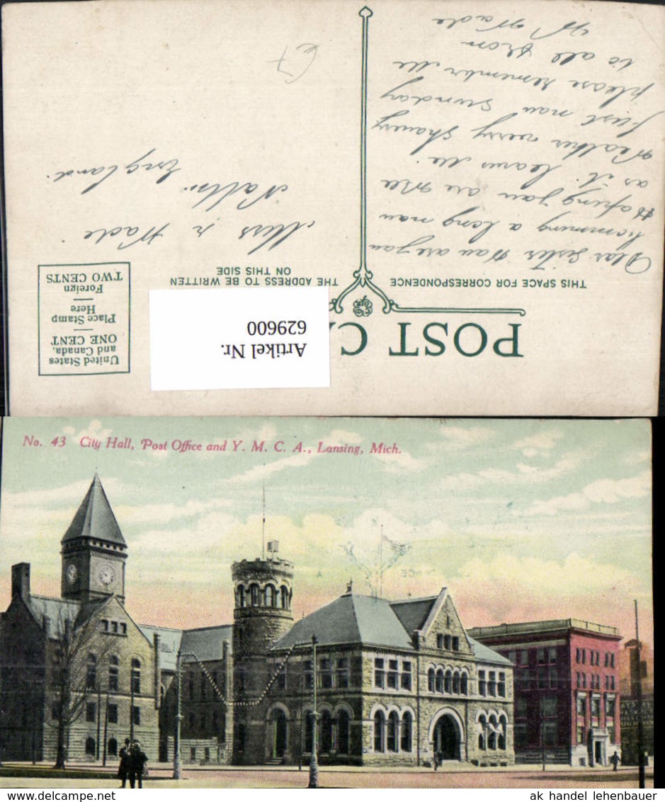 629600,City Hall Post Office And Y.M.C.A. Lansing Michigan - Sonstige & Ohne Zuordnung