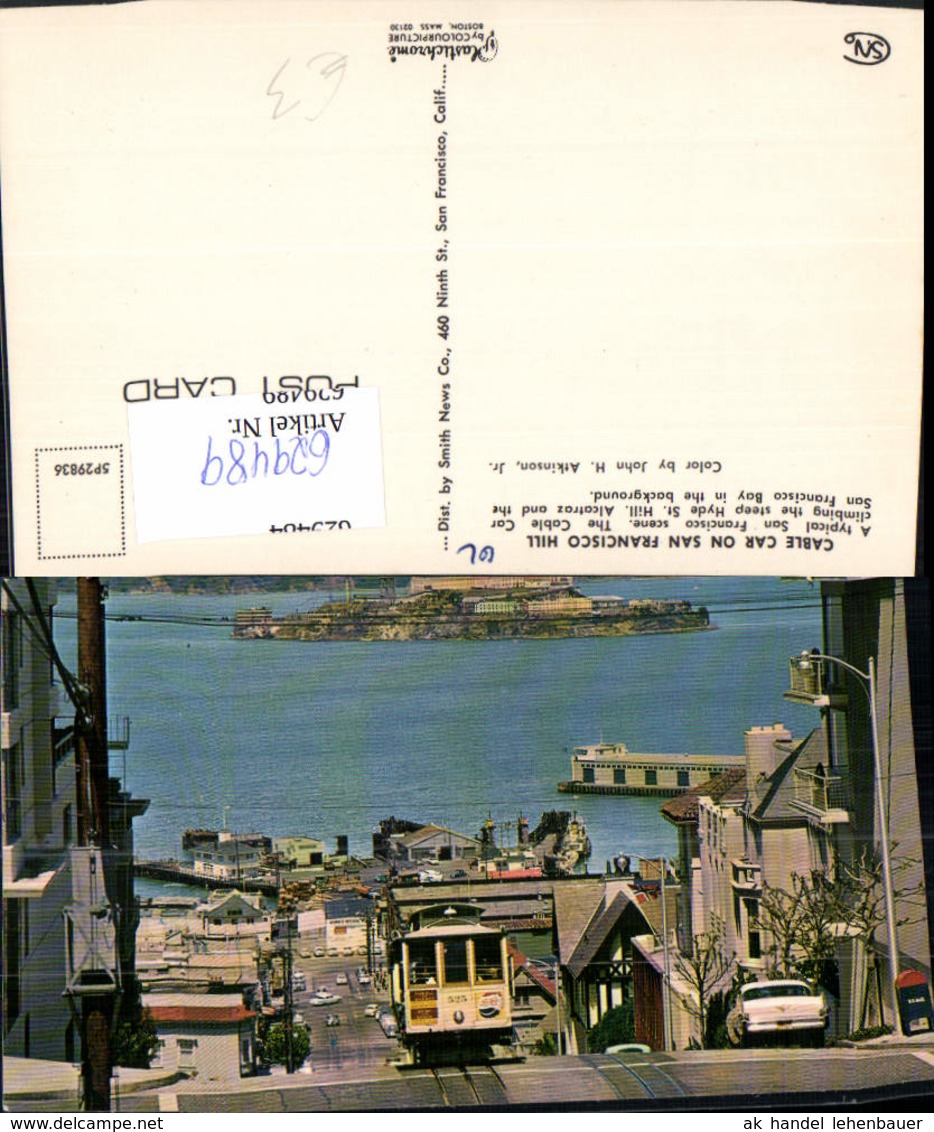 629489,Cable Car On San Francisco Hill Alcatraz And San Francisco Bay California - Ohne Zuordnung