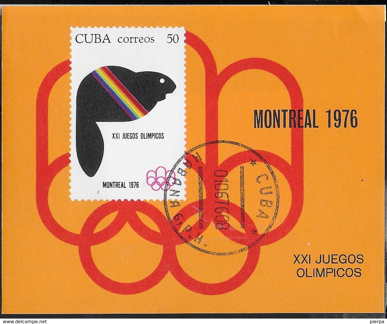 CUBA -  1976 - GIOCHI OLIMPICI ESTIVI - FOGLIETTO USATO (YVERT BF 46 - MICHEL  BL 47) - Estate 1976: Montreal