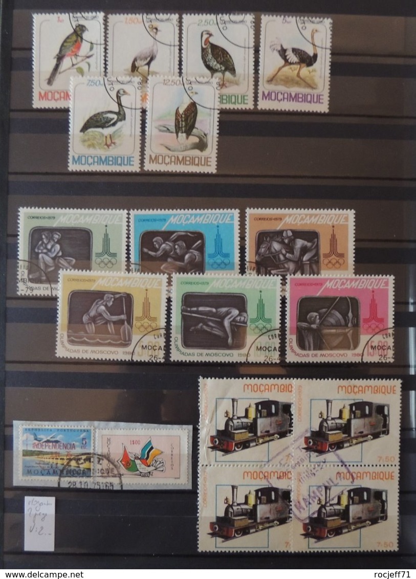 Lot Du Mozambique - Insectes - Coquillages - Bus Et Car - Oiseaux - Sport Etc - Collections (without Album)