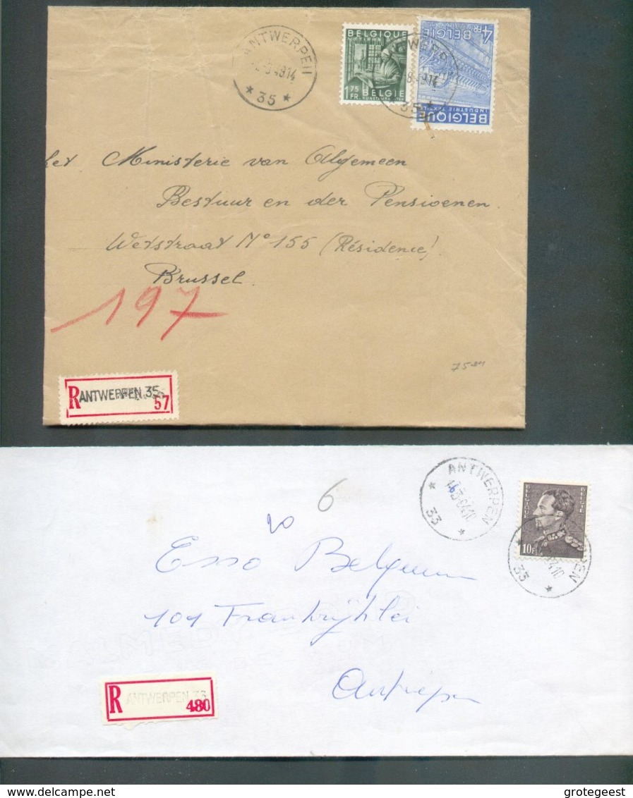 Lot De 8 Documents (entre 1919 Et 1961) Avec Oblitérations D'agences Postales ANTWERPEN *, ANTWERPEN 33 *, ANTWERPEN 35 - Sterstempels