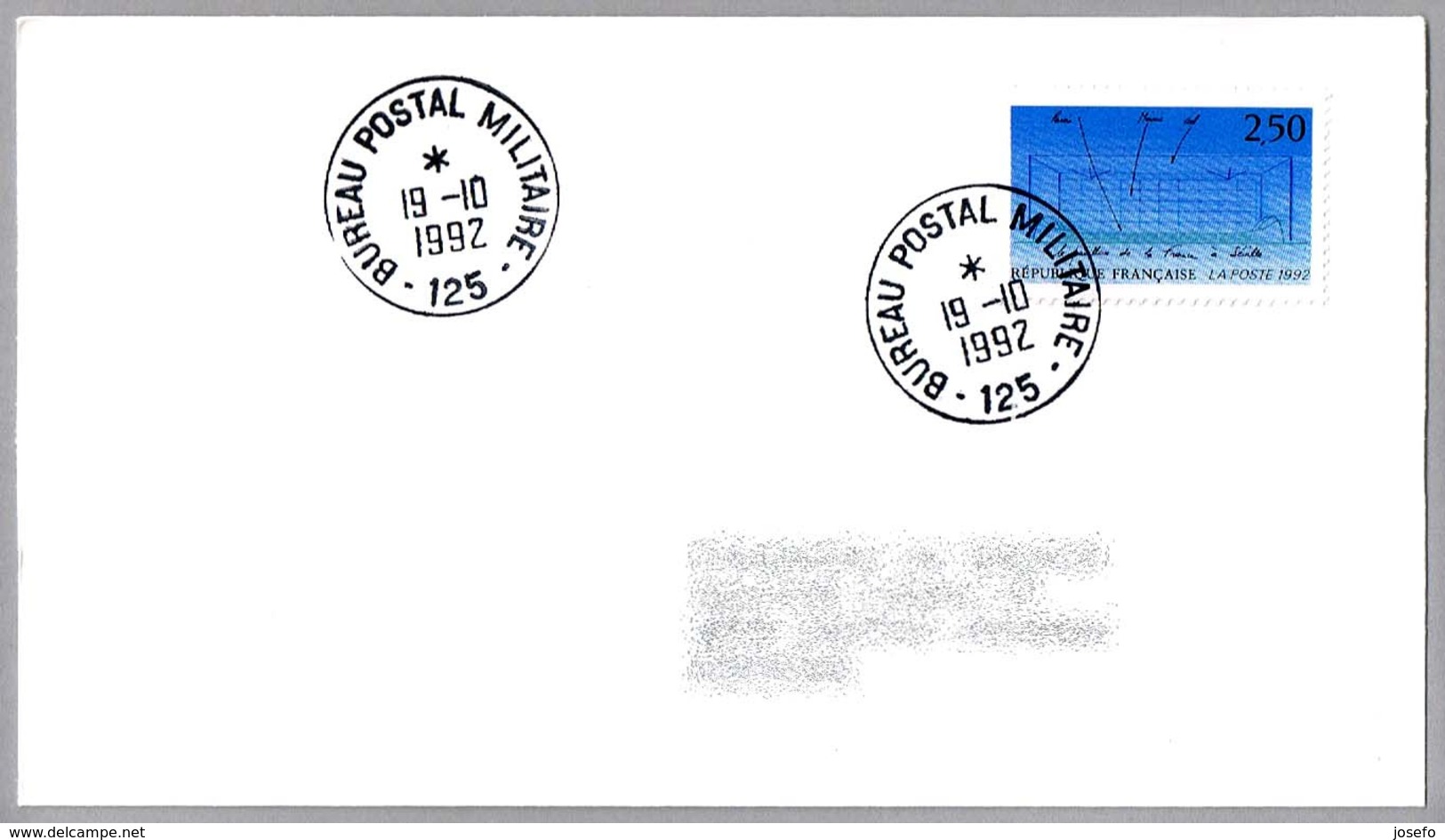 BUREAU POSTAL MILITAIRE 125. Francia 1992 - Militares