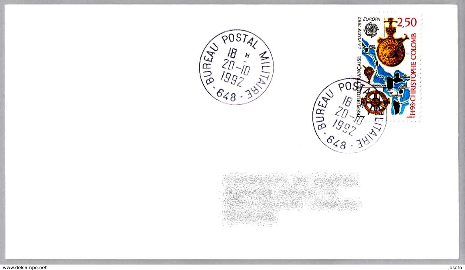 BUREAU POSTAL MILITAIRE 648. Francia 1992 - Militares