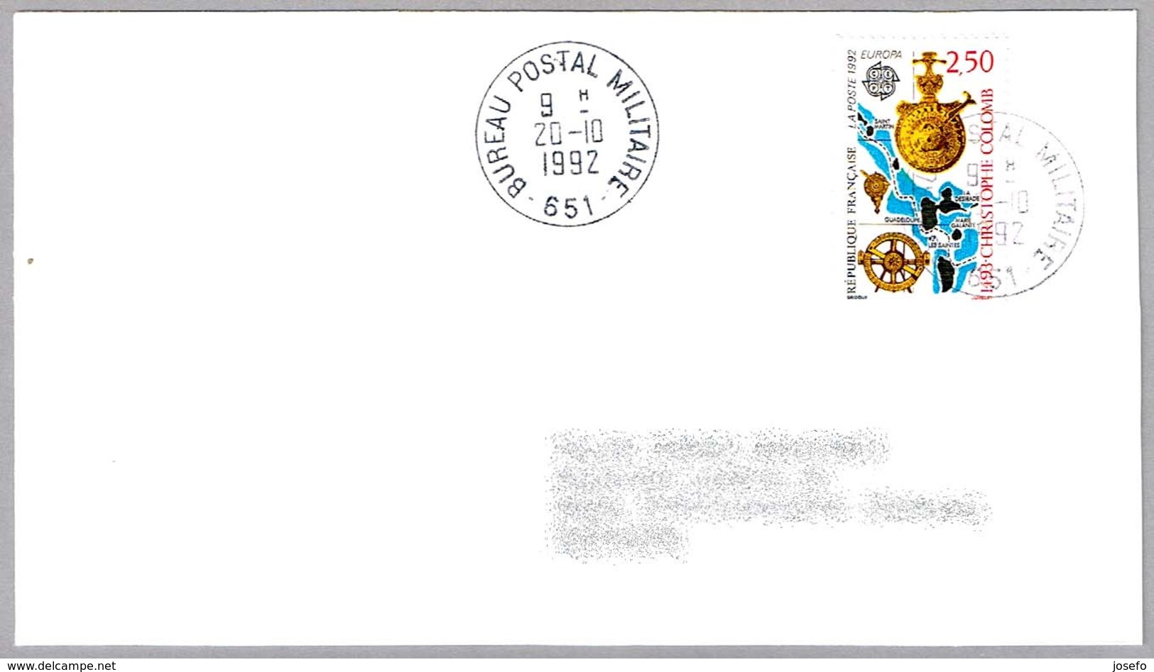 BUREAU POSTAL MILITAIRE 651. Francia 1992 - Militares