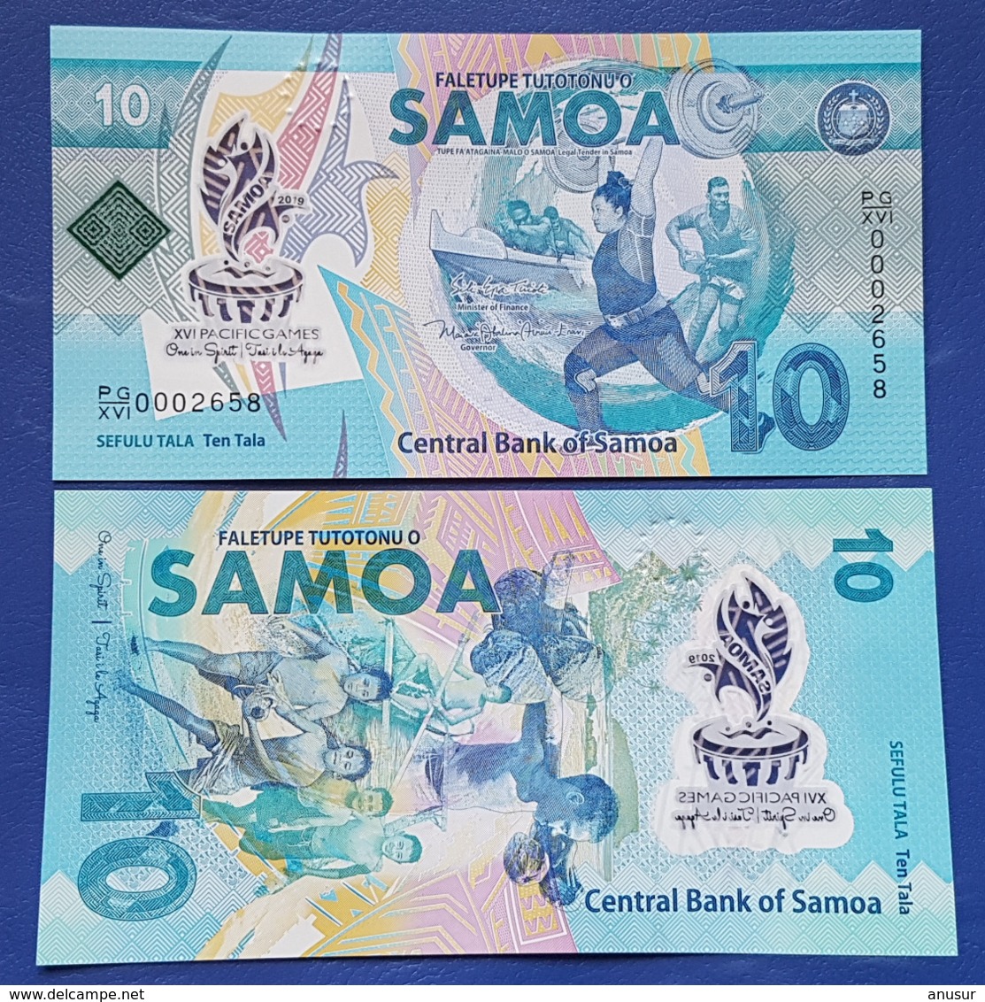 SAMOA 10tala XVI Pacific Games Commemorative Polymer Banknote In FOLDER - Samoa