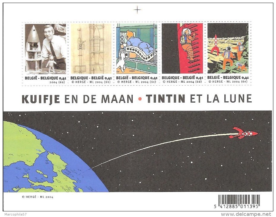 BD42 - Bloc 5TP TINTIN Sur 'Ojectif Lune' Et 'On A Marché Sur La Lune' - Philabédés