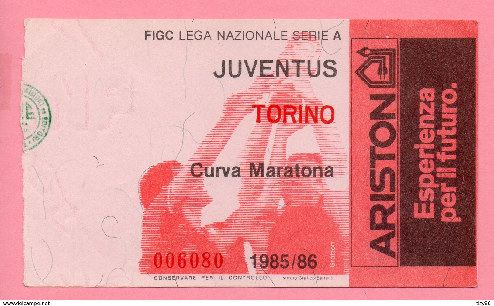 Biglietto Ingresso Stadio Juventus Torino 1985/86 - Toegangskaarten