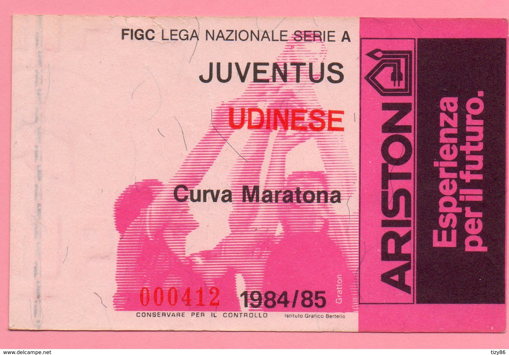 Biglietto Ingresso Stadio  Juventus Udinese 1984/85 - Eintrittskarten