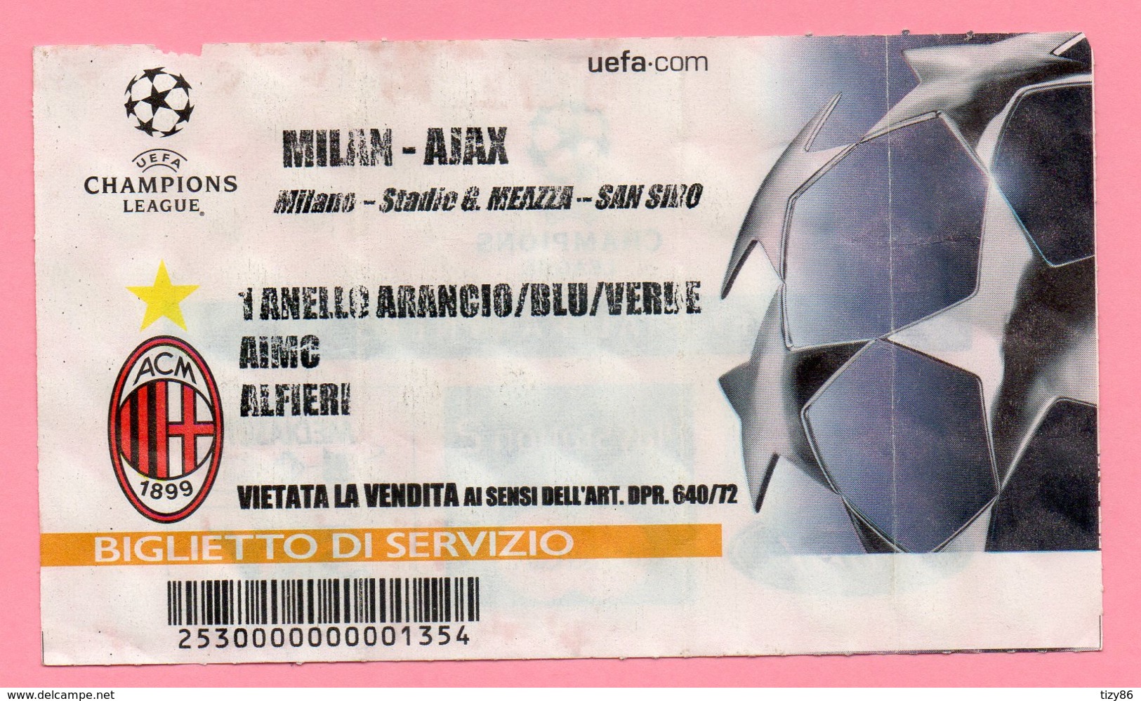 Biglietto Ingresso Stadio Milan Ajax - Tickets - Vouchers