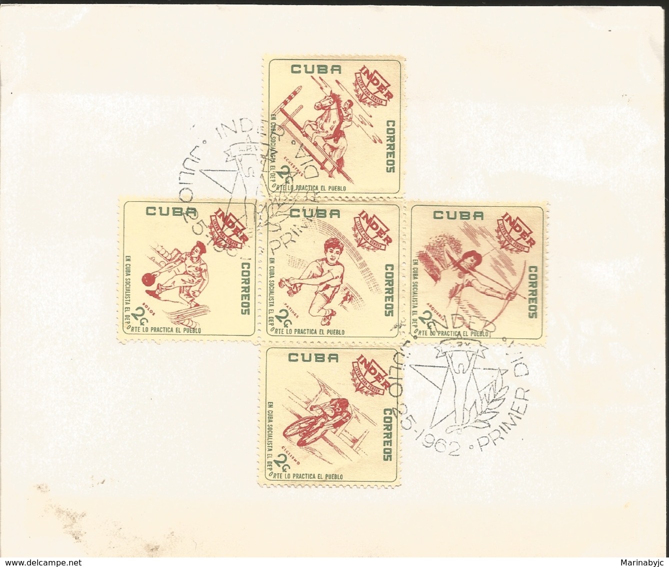 V) 1962 CARIBBEAN, SPORTS INSTITUTE, INDER, EMBLEM AND ATHLETES, BLACK CANCELLATION, WITH SLOGAN CANCELLATION, FDC - Covers & Documents