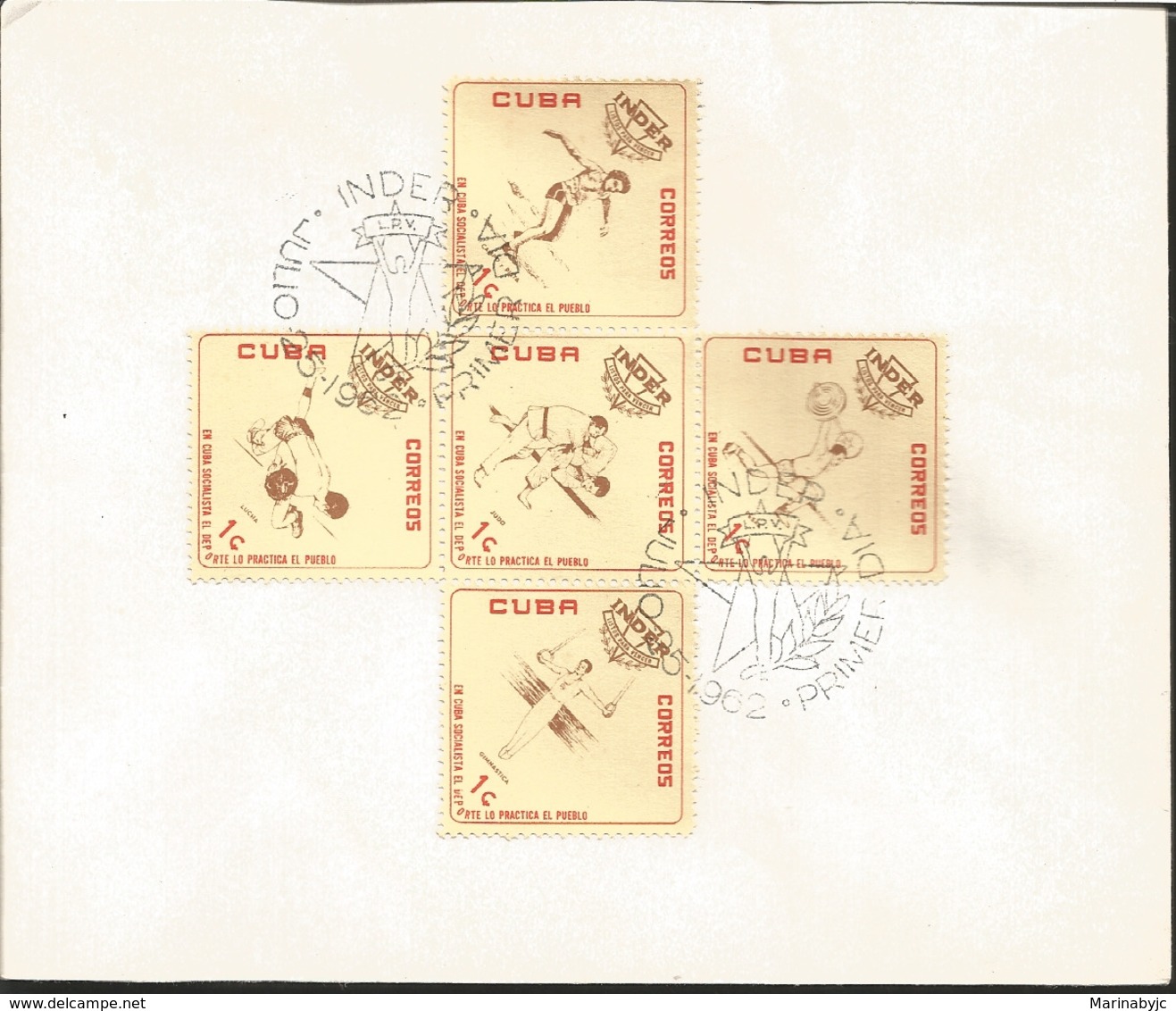 V) 1962 CARIBBEAN, SPORTS INSTITUTE, INDER, EMBLEM AND ATHLETES, BLACK CANCELLATION, WITH SLOGAN CANCELLATION, FDC - Covers & Documents