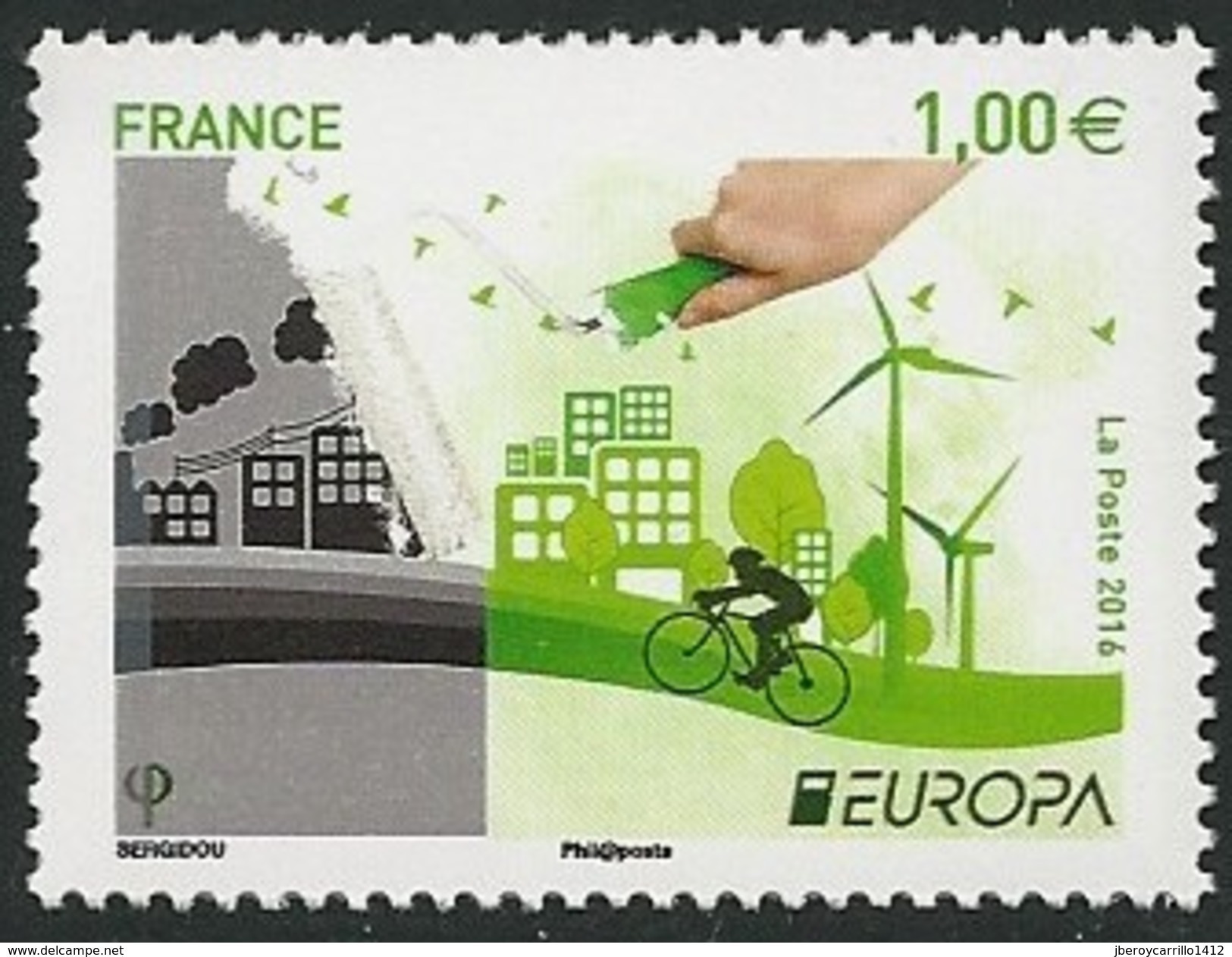 FRANCIA /FRANCE/ FRANKREICH-  EUROPA 2016 -TEMA ANUAL " ECOLOGIA - EL PENSAMIENTO VERDE - THINK GREEN".- SERIE De 1 V. - 2016