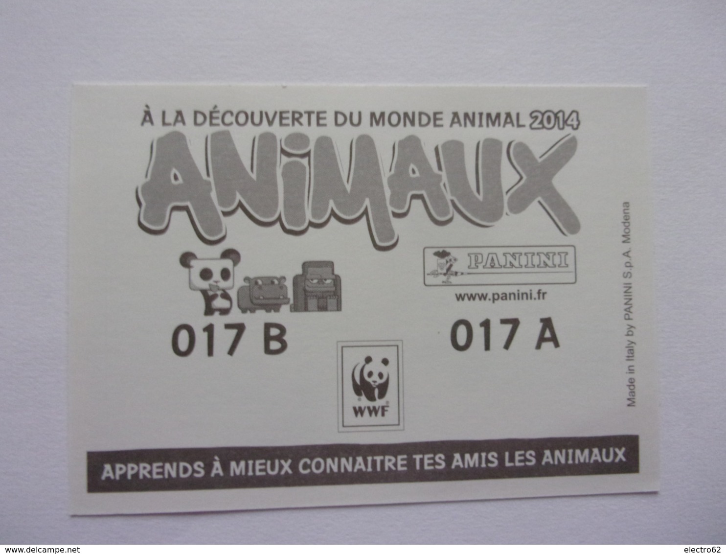 PANINI ANIMAL WORLD Animaux N°17A &17B, 18A & 18B, 316 Panda Ours Pandamacko - Edition Française