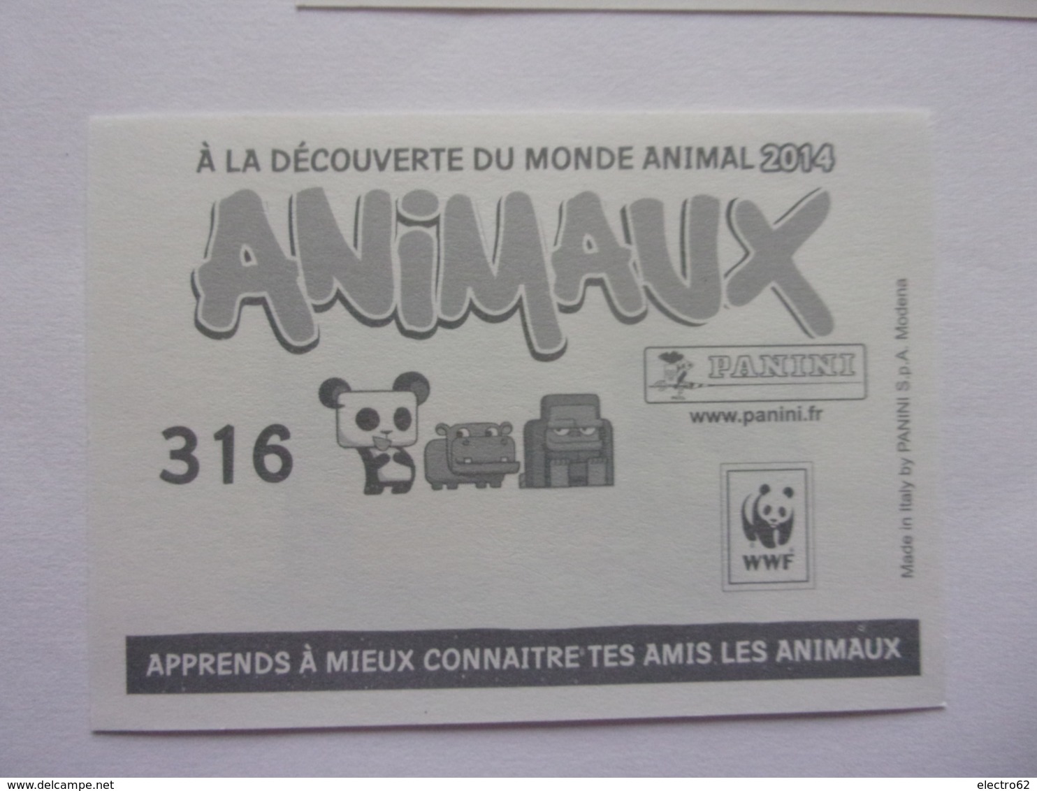 PANINI ANIMAL WORLD Animaux N°17A &17B, 18A & 18B, 316 Panda Ours Pandamacko - Edition Française