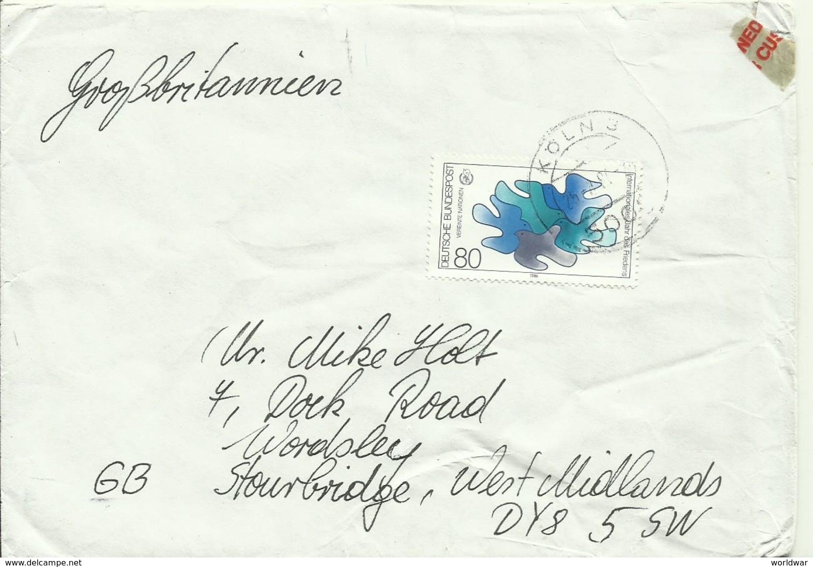 1980 Letter From Germany To Wordsley Opened For Customs Examination In Derby - Marcophilie