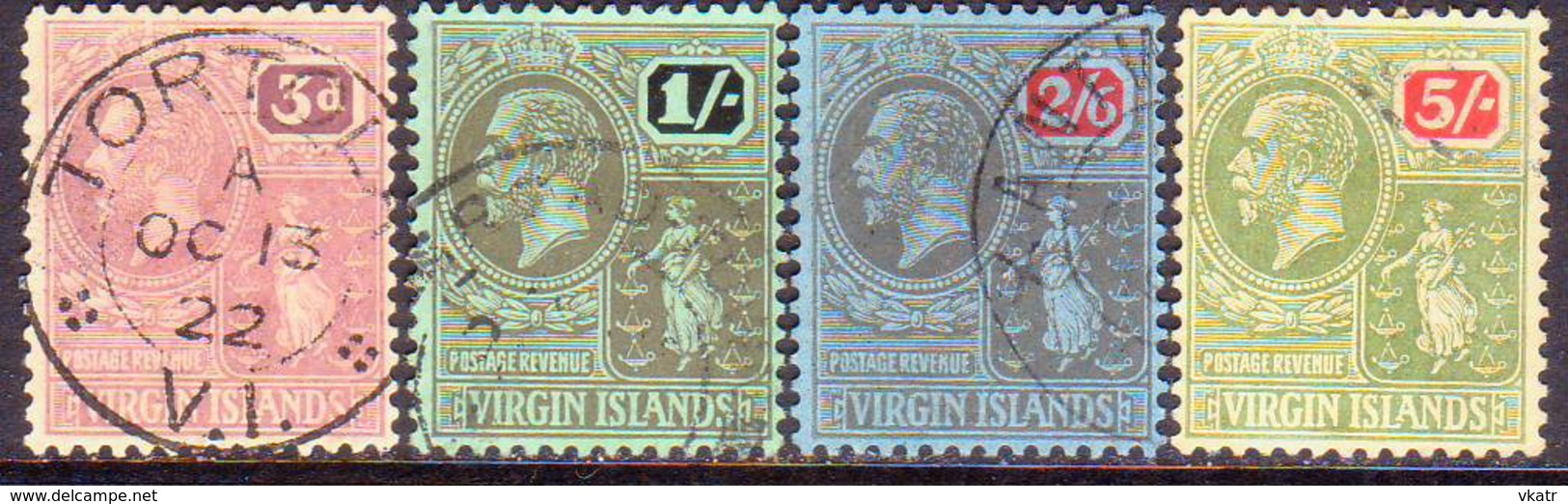 BRITISH VIRGIN ISLANDS 1922 SG 82-85 Compl.set Used Wmk Mult.Crown CA CV £140 - Britse Maagdeneilanden