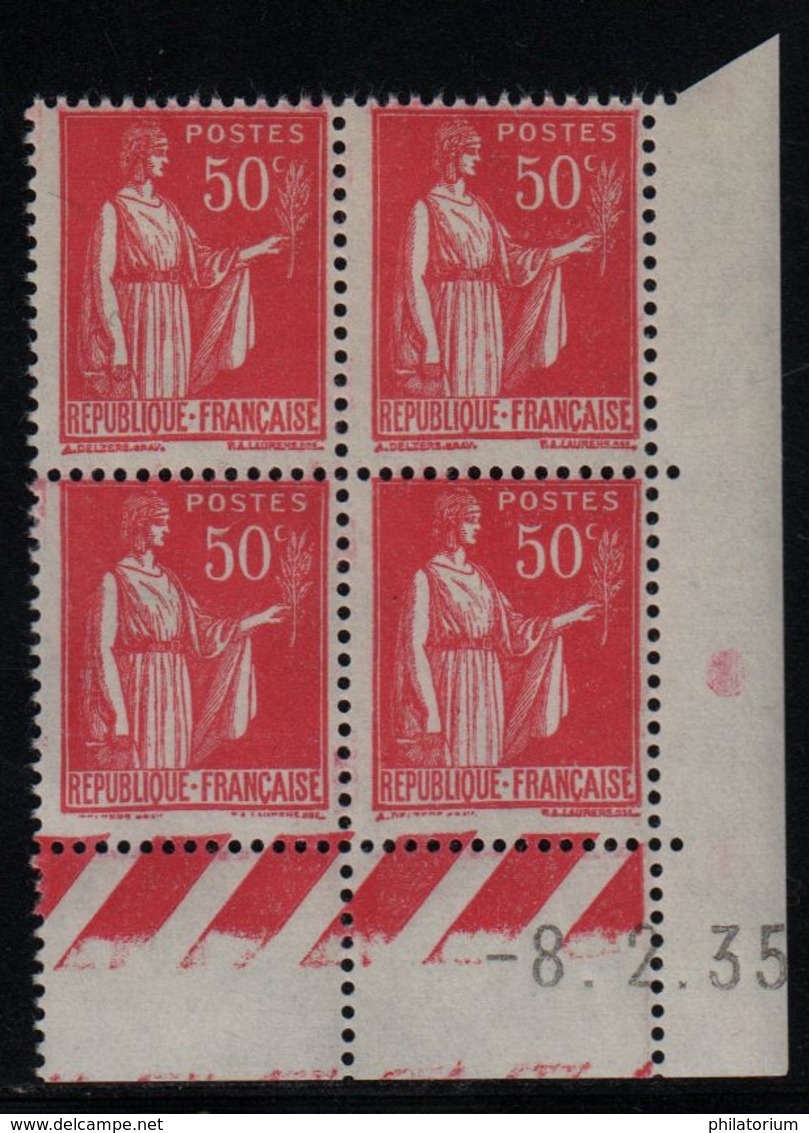 FRANCE  Coin Daté ** Type Paix 50c Rouge Yvert 283  -8.2.35 Neuf Sans Charnière - 1930-1939