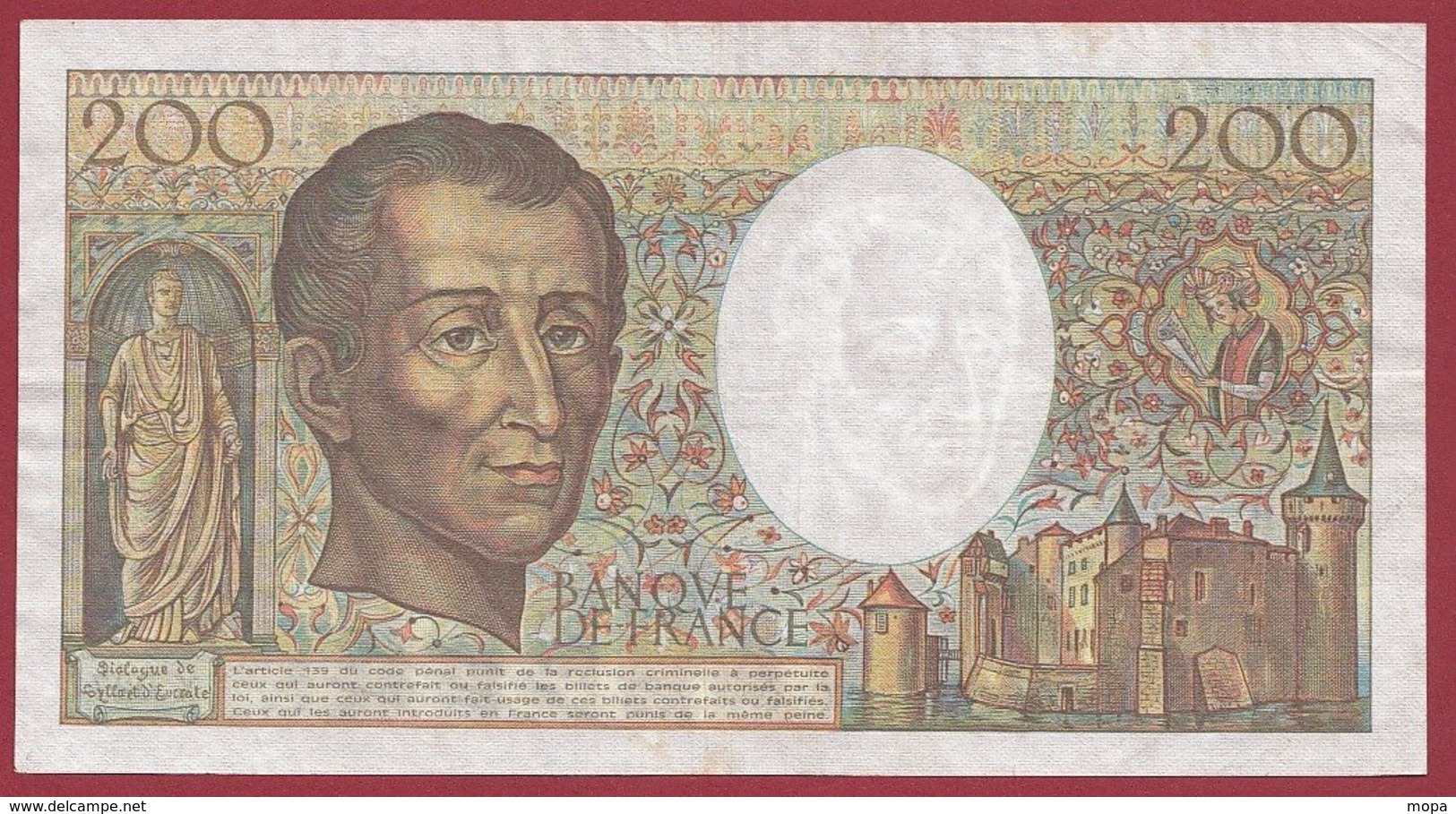 200 Francs "Montesquieu" 1985---F/TTB+--X.027 - 200 F 1981-1994 ''Montesquieu''