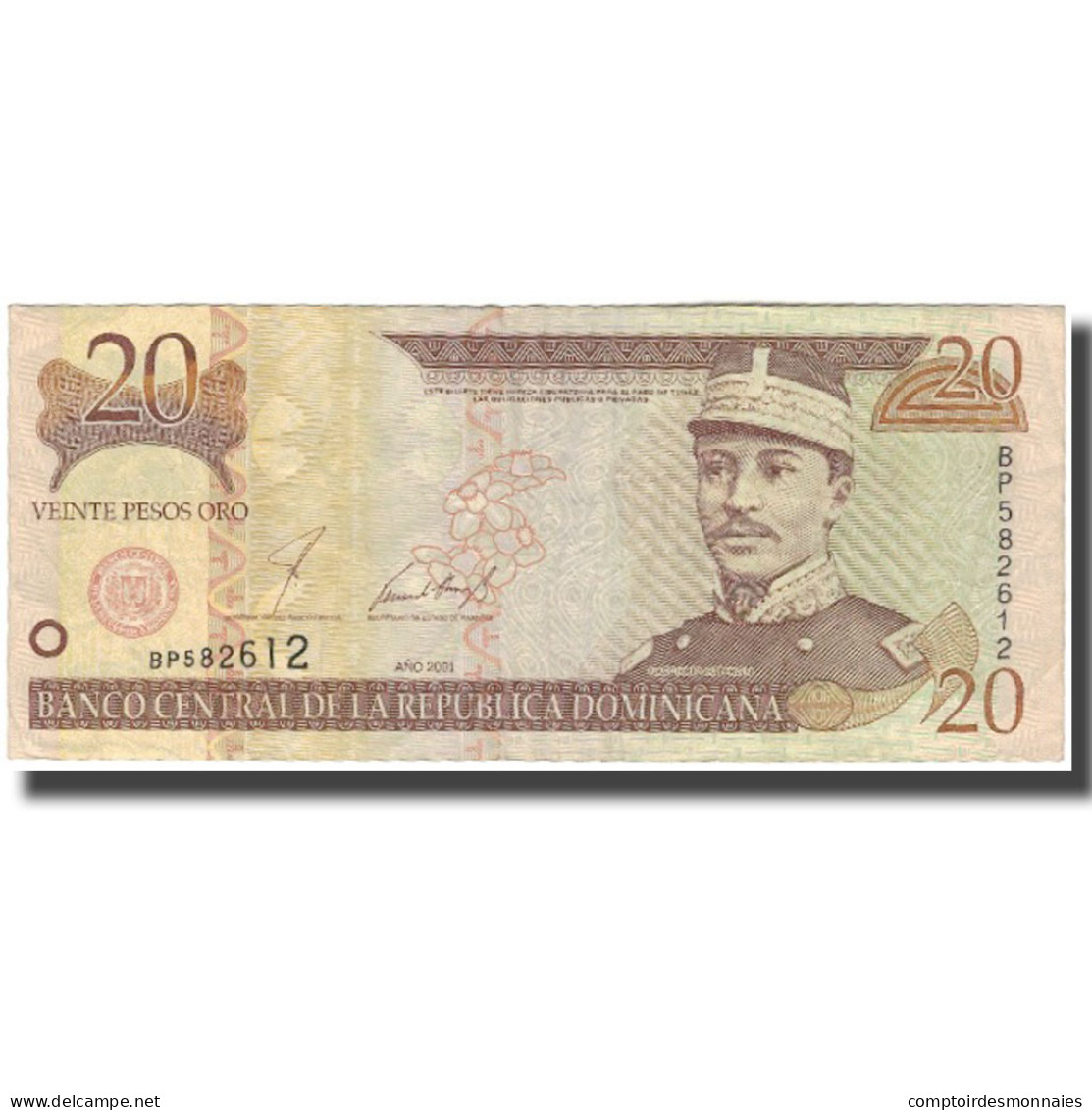 Billet, Dominican Republic, 20 Pesos Oro, 2001, KM:169a, TB - Dominicana