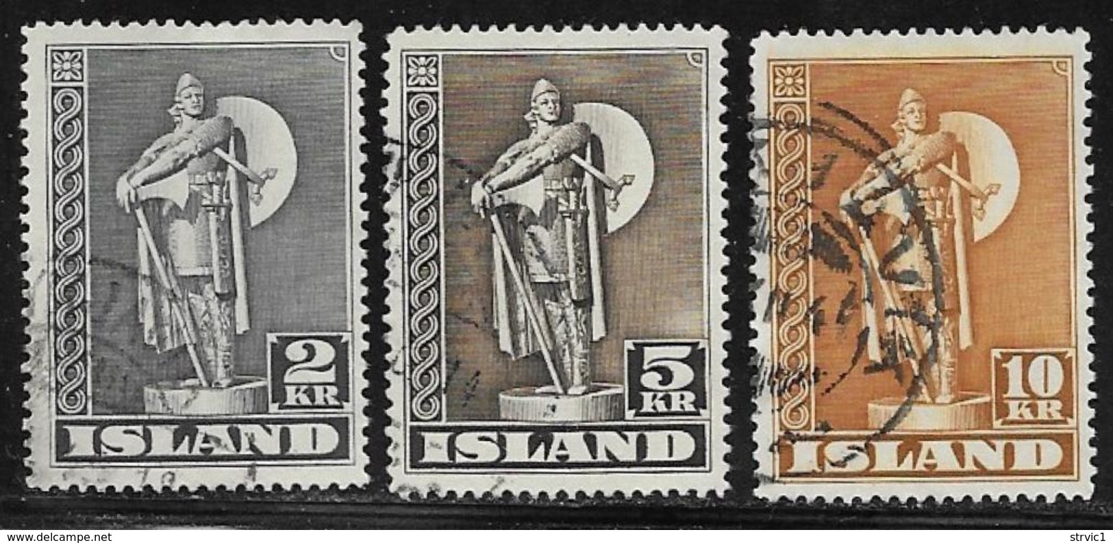 Iceland Scott # 229-31 Used Karlsefni Statue, 1939-1945 - Gebruikt