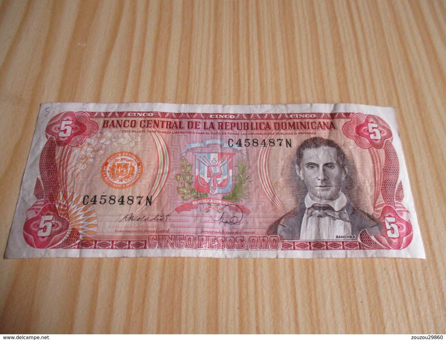 République Dominicaine.Billet 5 Pesos Oro 1988. - Repubblica Dominicana