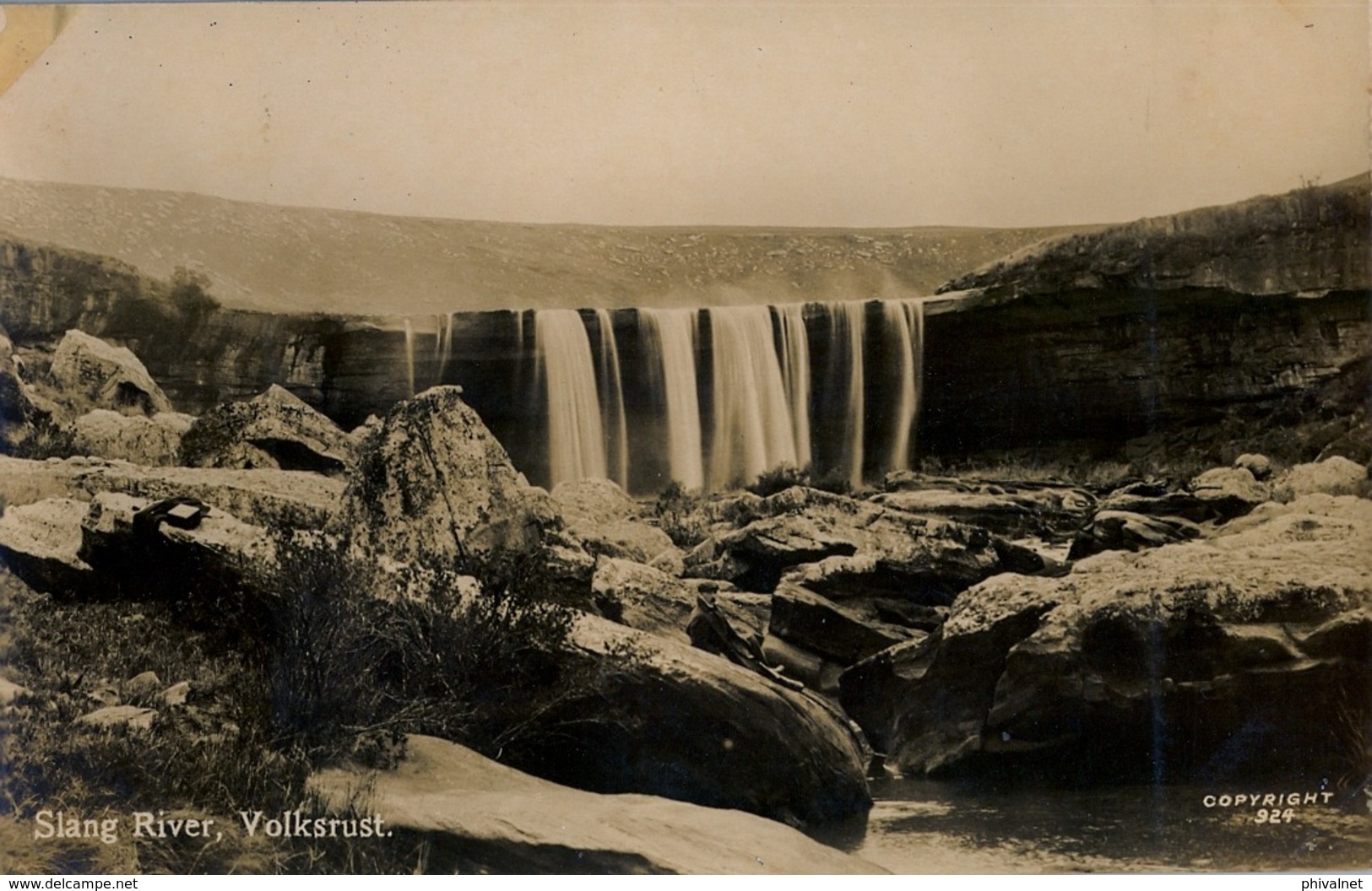 SUDAFRICA , TARJETA POSTAL NO CIRCULADA  , SLANG RIVER - VOLKSRUST , FALLS - Sud Africa