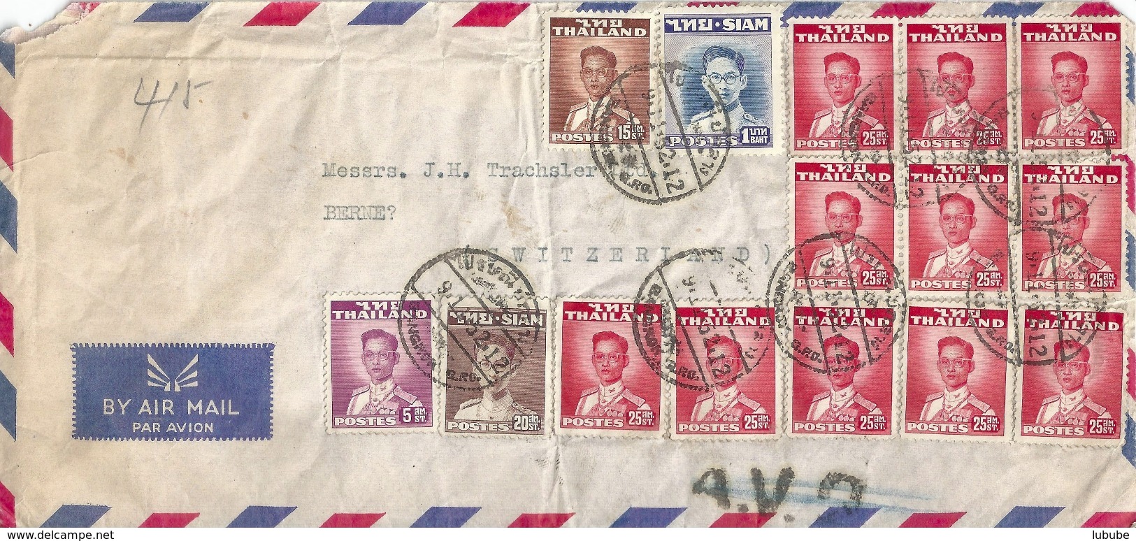 Airmail Brief  Bangkok - Bern  (A.V.2)         1952 - Siam