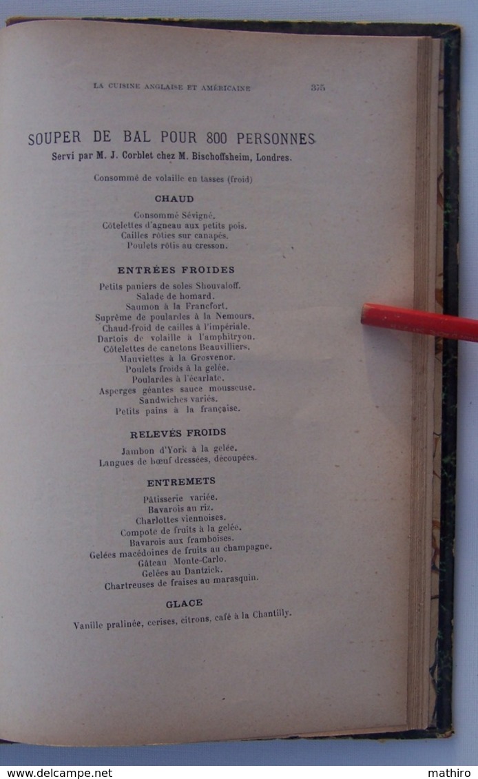 La Cuisine et Pâtisserie Anglaise et Américaine par Alfred Suzanne ;2ème édition illustré par Tantet et Froment;1904