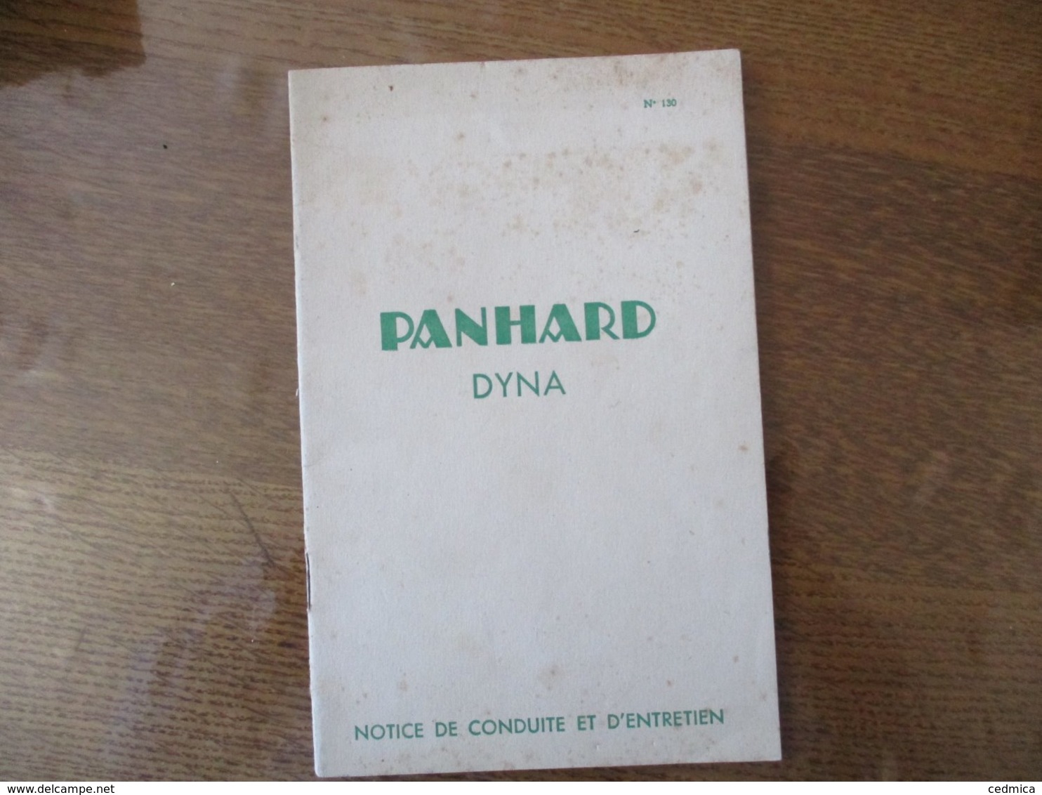 PANHARD DYNA NOTICE DE CONDUITE ET D'ENTRETIEN N° 130 - Auto