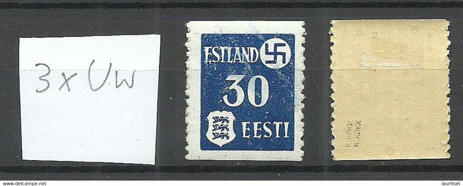 Estland Estonia 1941 German Occupation Dorpat Tartu Abart ERROR Michel 3 X Uw * Signed K. Kokk - Estonie