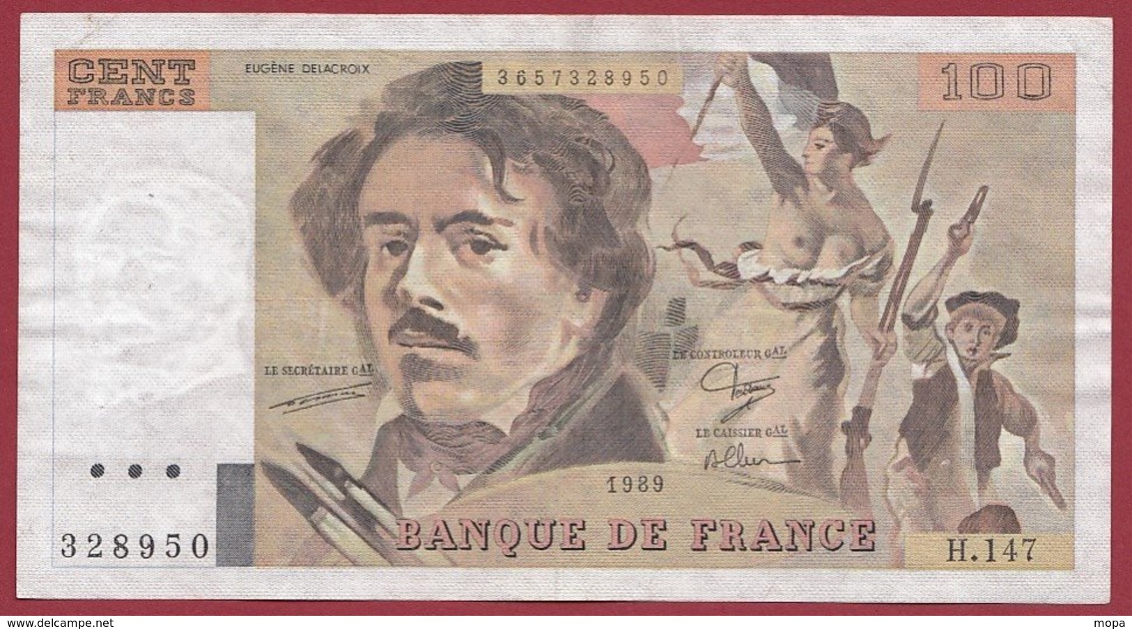 100 Francs "Delacroix" 1989---VF/SUP---ALPH.H.147 - 100 F 1978-1995 ''Delacroix''