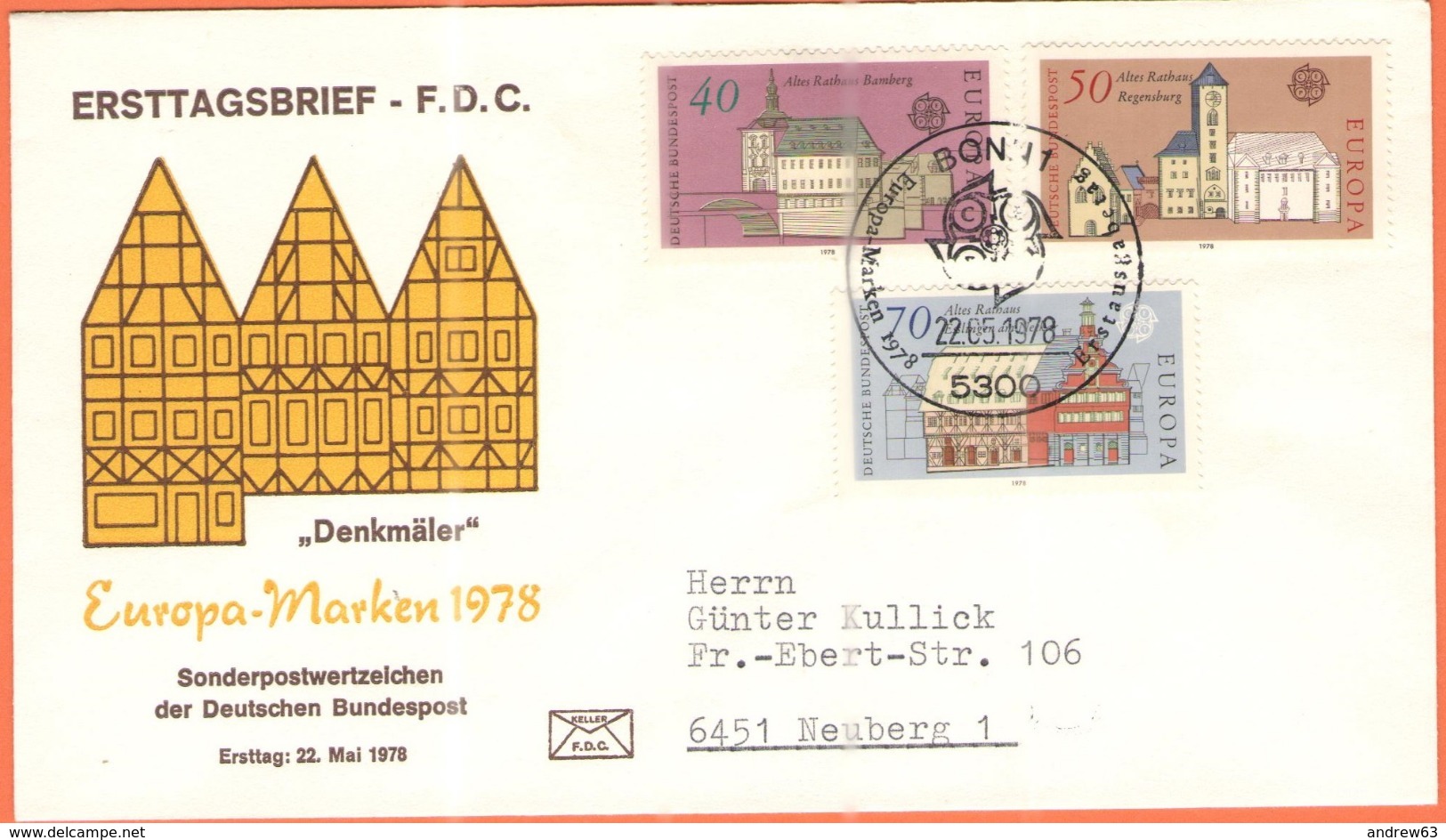 GERMANIA - GERMANY - Deutschland - ALLEMAGNE - 1978 - Europa Cept, Europamarke, Baudenkmäler - FDC - Bonn - Altri & Non Classificati