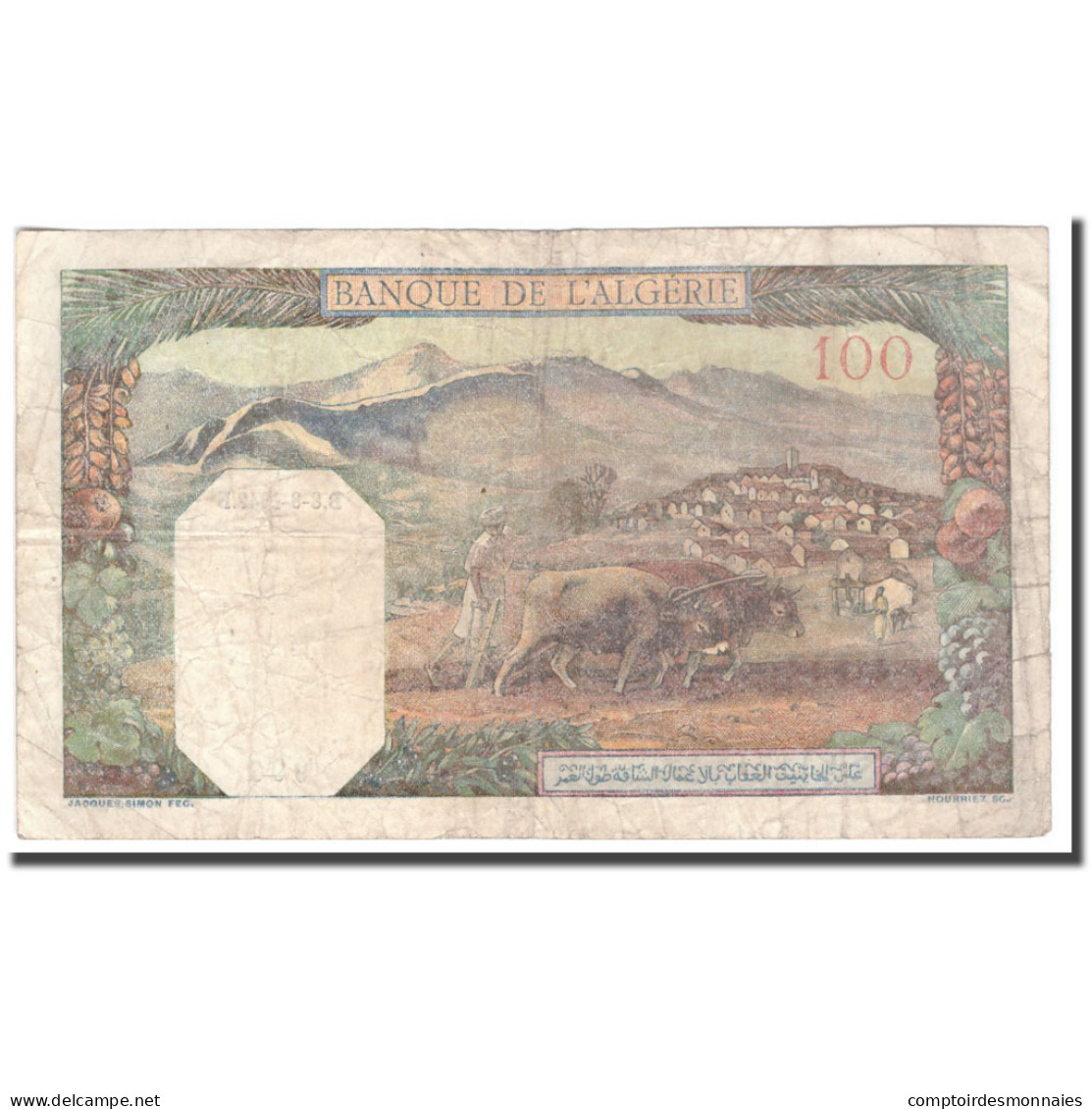 Billet, Algeria, 100 Francs, 1942, 1942-08-08, KM:88, TB - Algerien