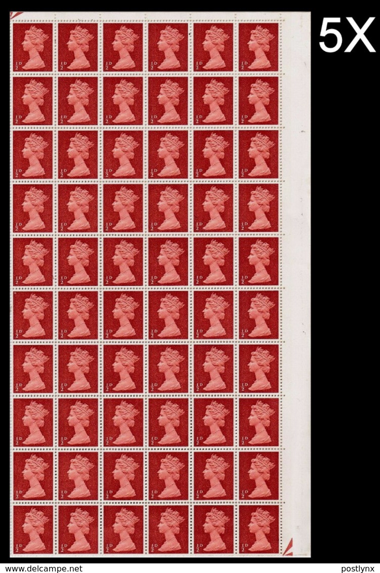 GREAT BRITAIN 1967/71 Machines ½d COMPLETE SHEET:240 Stamps (choose:2D Or ND) Bulk:5x - Ganze Bögen & Platten