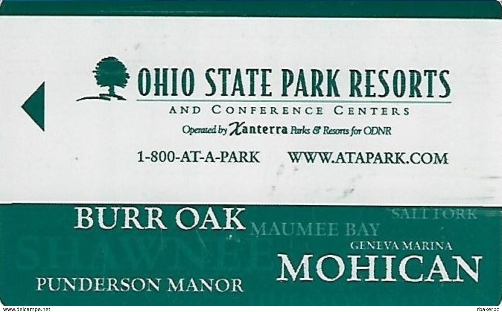 Ohio State Park Resorts And Conference Centers Hotel Room Key Card - Hotel Keycards
