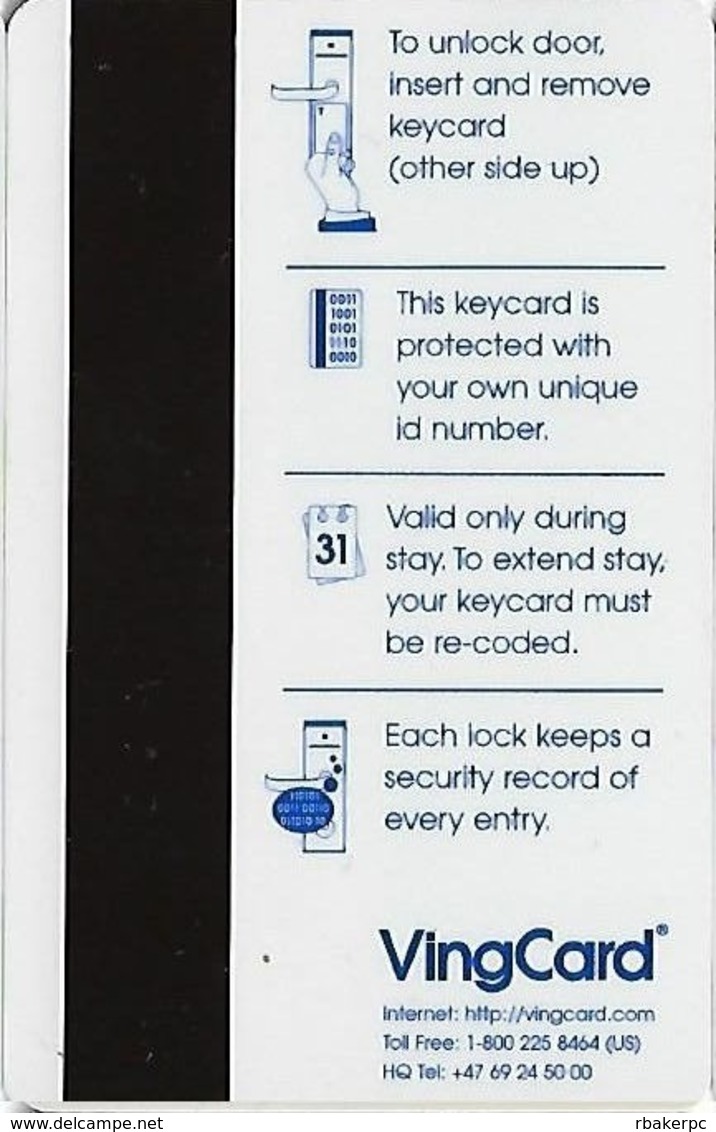 Generic VingCard Hotel Room Key Card Without Polar Bear Logo (normal Logo) - Hotel Keycards