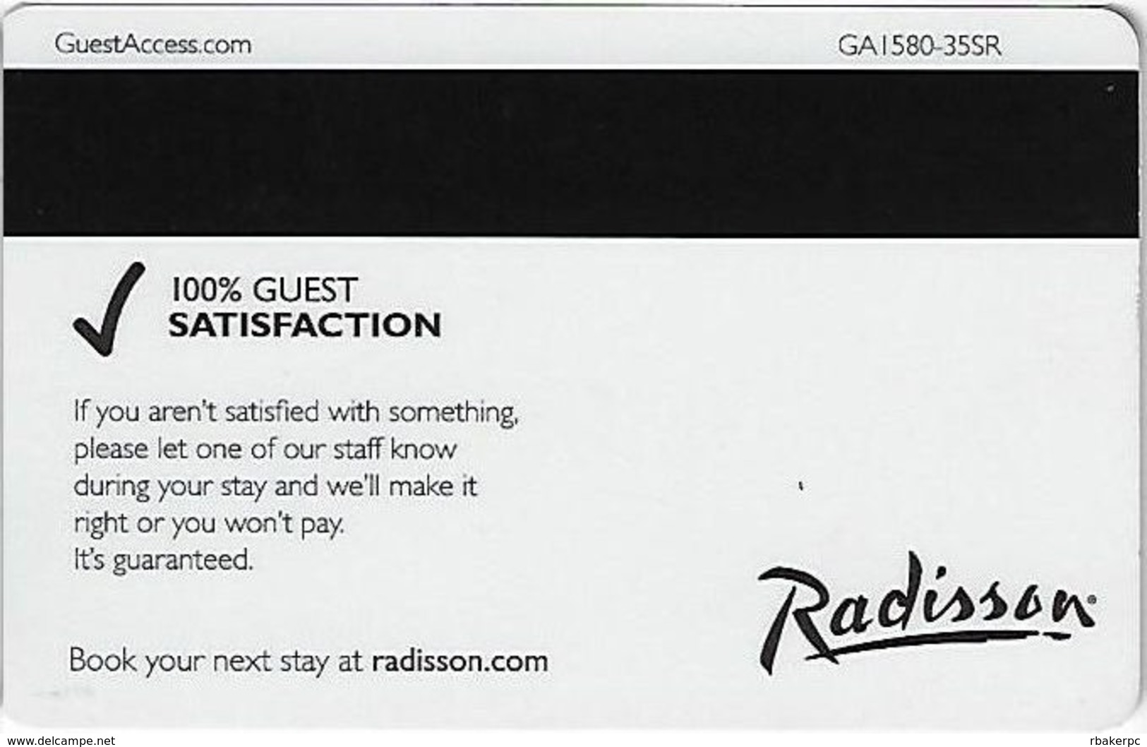 Radisson Hotel Room Key Card - Hotel Keycards