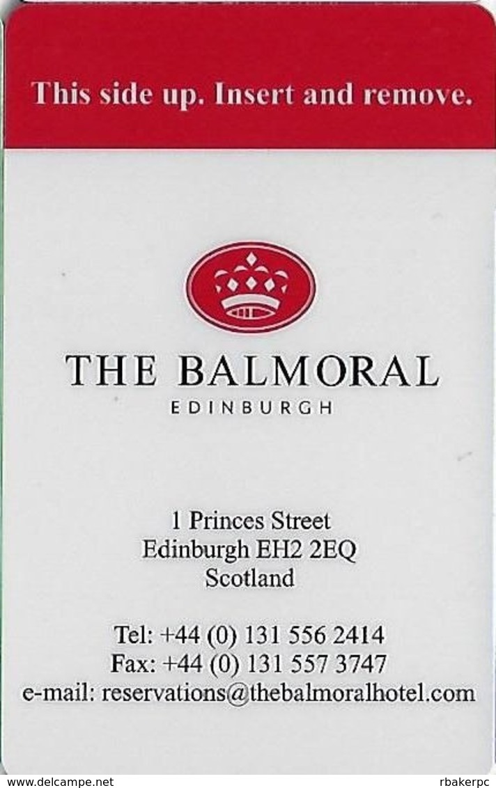 The Balmoral Edinburgh Scotland Hotel Room Key Card - Hotel Keycards