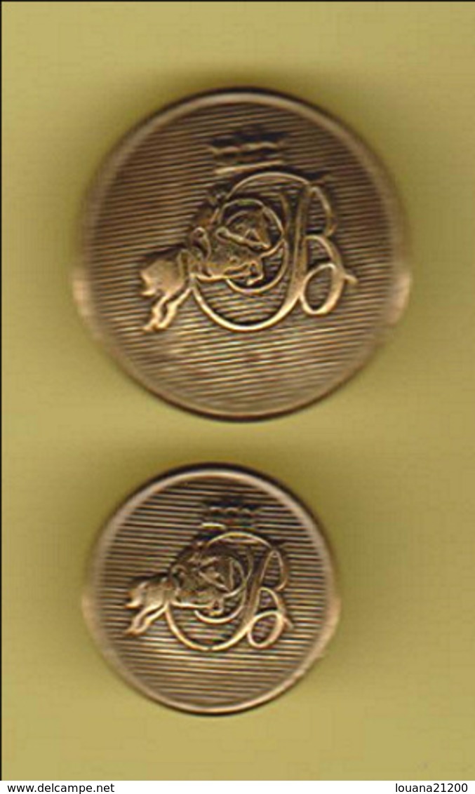 Lot De 2 Boutons " B (Bayard) Avec Couronne Et Cavalier Sur Un Cheval Au Saut "_L87 - Boutons