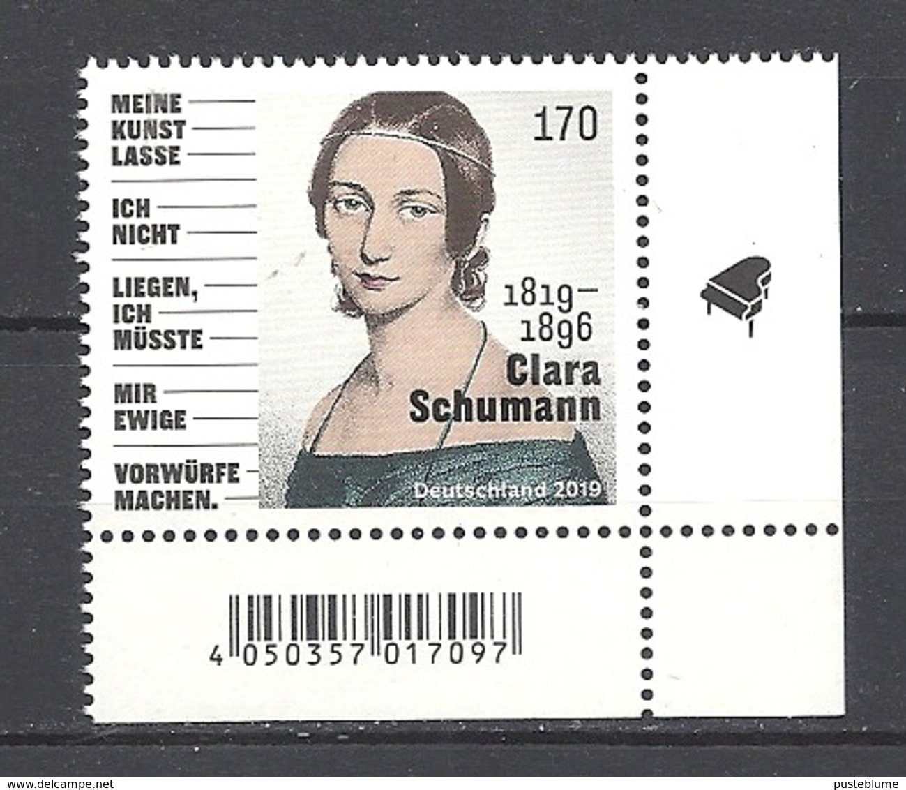 Deutschland / Germany / Allemagne 2019 3493 ** Clara Schumann (06.09.19) - Ungebraucht