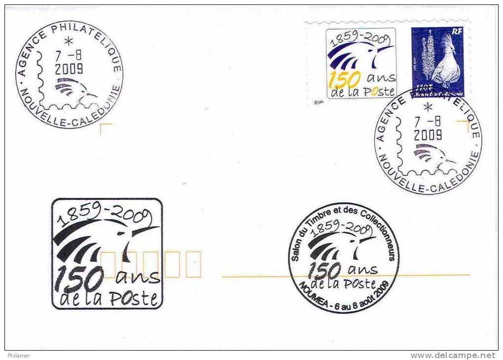 Nouvelle Caledonie 1er Jour Emission Timbre Personnalise Logo Opt + Cad Commemoratif Oiseau Cagou Bleu 7/8/2009 TBE - Otros & Sin Clasificación