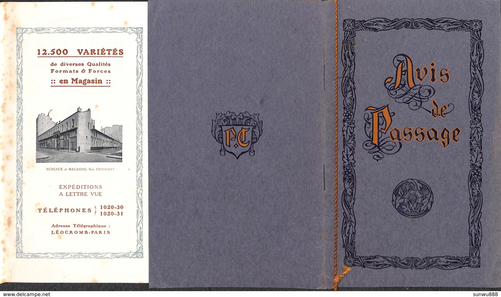 Avis De Passage - Papeteries Crombac 8 Petites Feuilles Illustrées - Imprimerie & Papeterie
