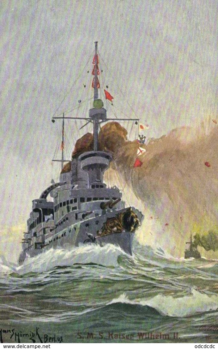 Illustrateur Signé S M S Kaiser Wilhem II (German Navy) RV TUCK'S - Guerre