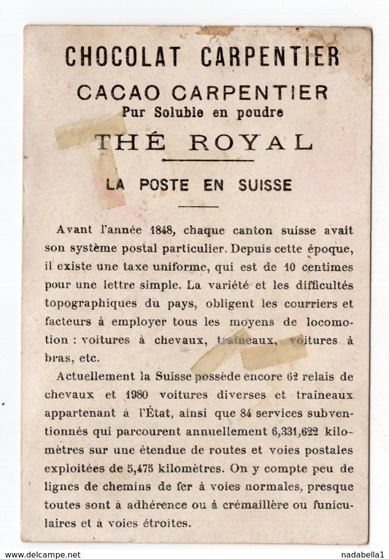 1897? FRANCE, CHOCOLAT CARPENTIER, COLLECTABLE CARDS, THE ROYAL, SWITZERLAND, ADVERTISEMENT CARDS - Advertising