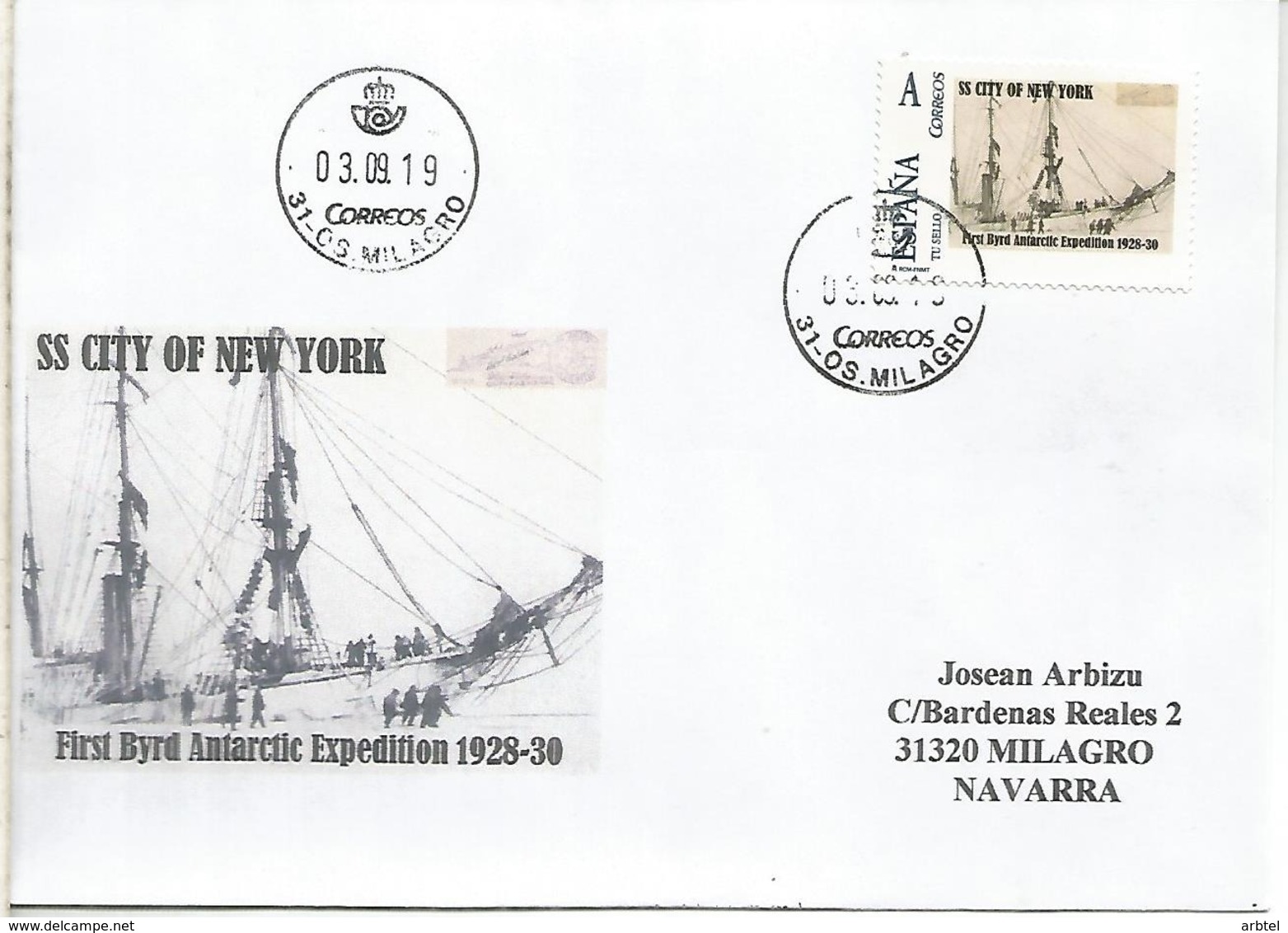 CITY OF NEW YORK BYRD SHIP ANTARCTIC EXPEDITION 1928-30 SOUTH POLE  TU SELLO ON COVER - Otros & Sin Clasificación