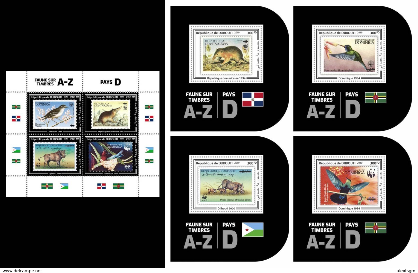 DJIBOUTI 2019 - WWF Fauna On Stamps D, M/S + 4 S/S. Official Issue. - Sonstige & Ohne Zuordnung