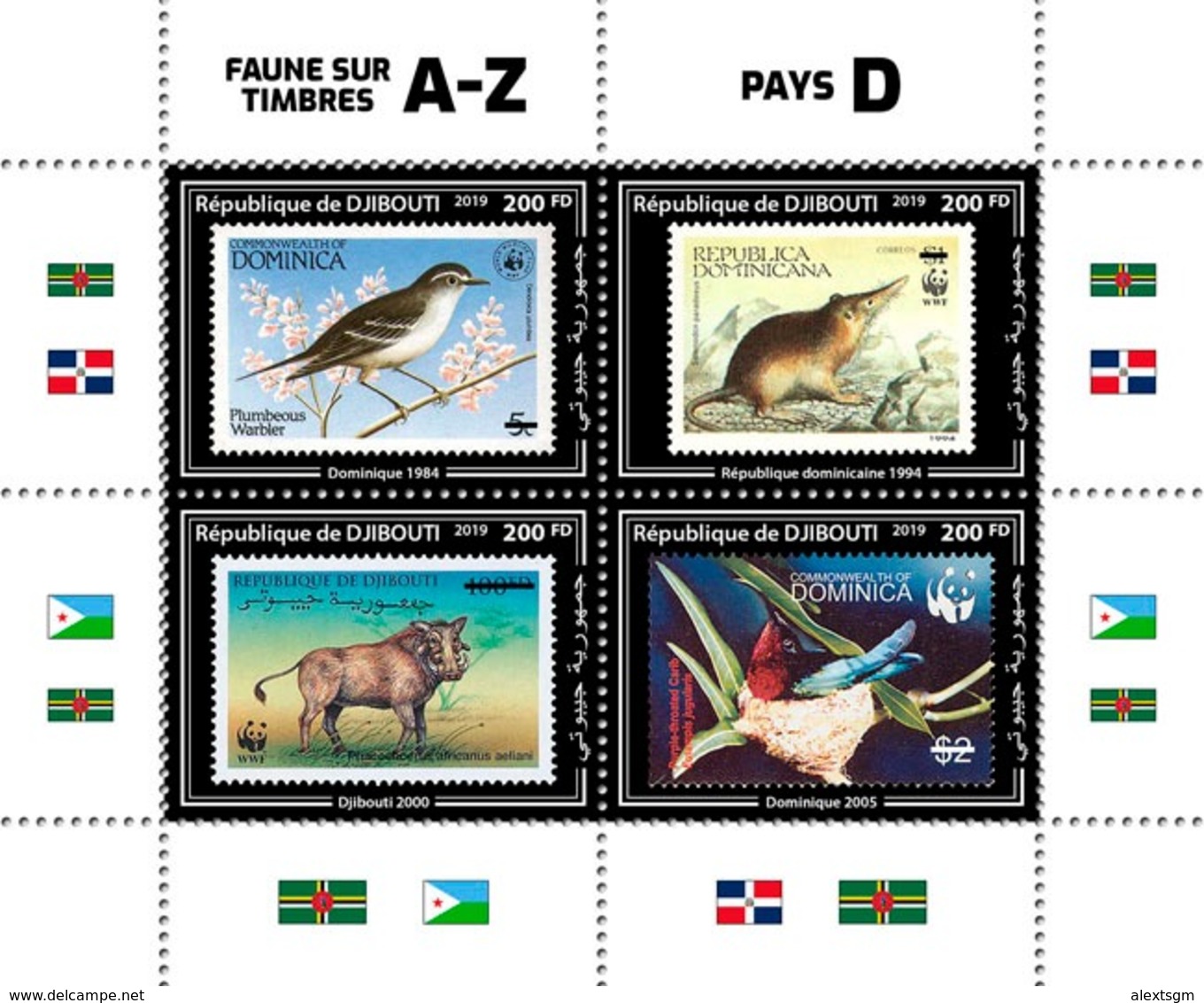 DJIBOUTI 2019 - WWF Fauna On Stamps D, M/S + 4 S/S. Official Issue. - Sonstige & Ohne Zuordnung