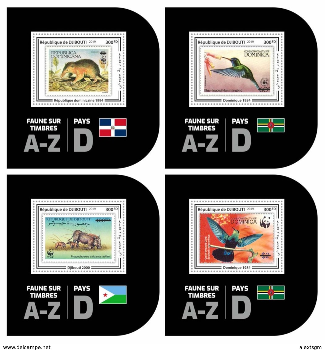 DJIBOUTI 2019 - WWF Fauna On Stamps D, M/S + 4 S/S. Official Issue. - Sonstige & Ohne Zuordnung